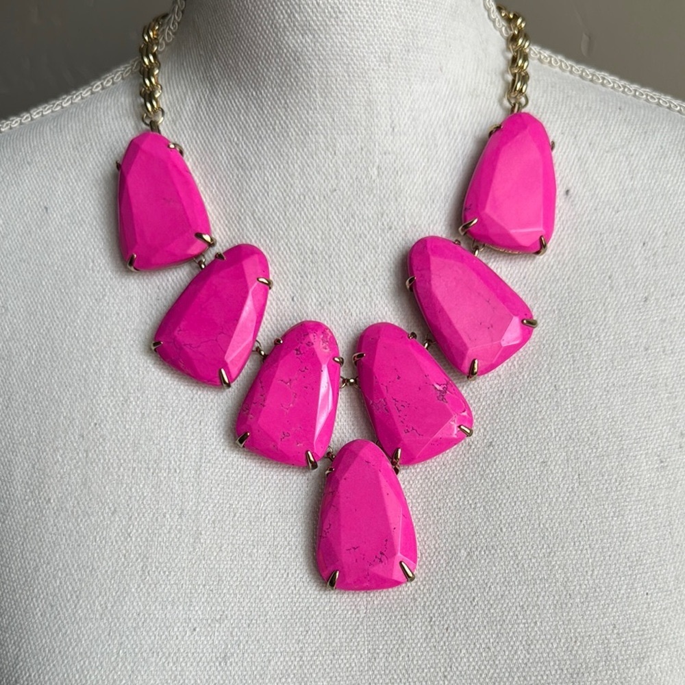 Vintage Kendra Scott Neon Magenta Pink Statement Necklace Harlow